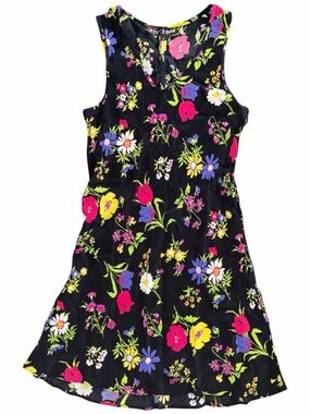 90s / Y2K Betsey Johnson Black Tag Floral Babydoll Mini Dress Tunic Top